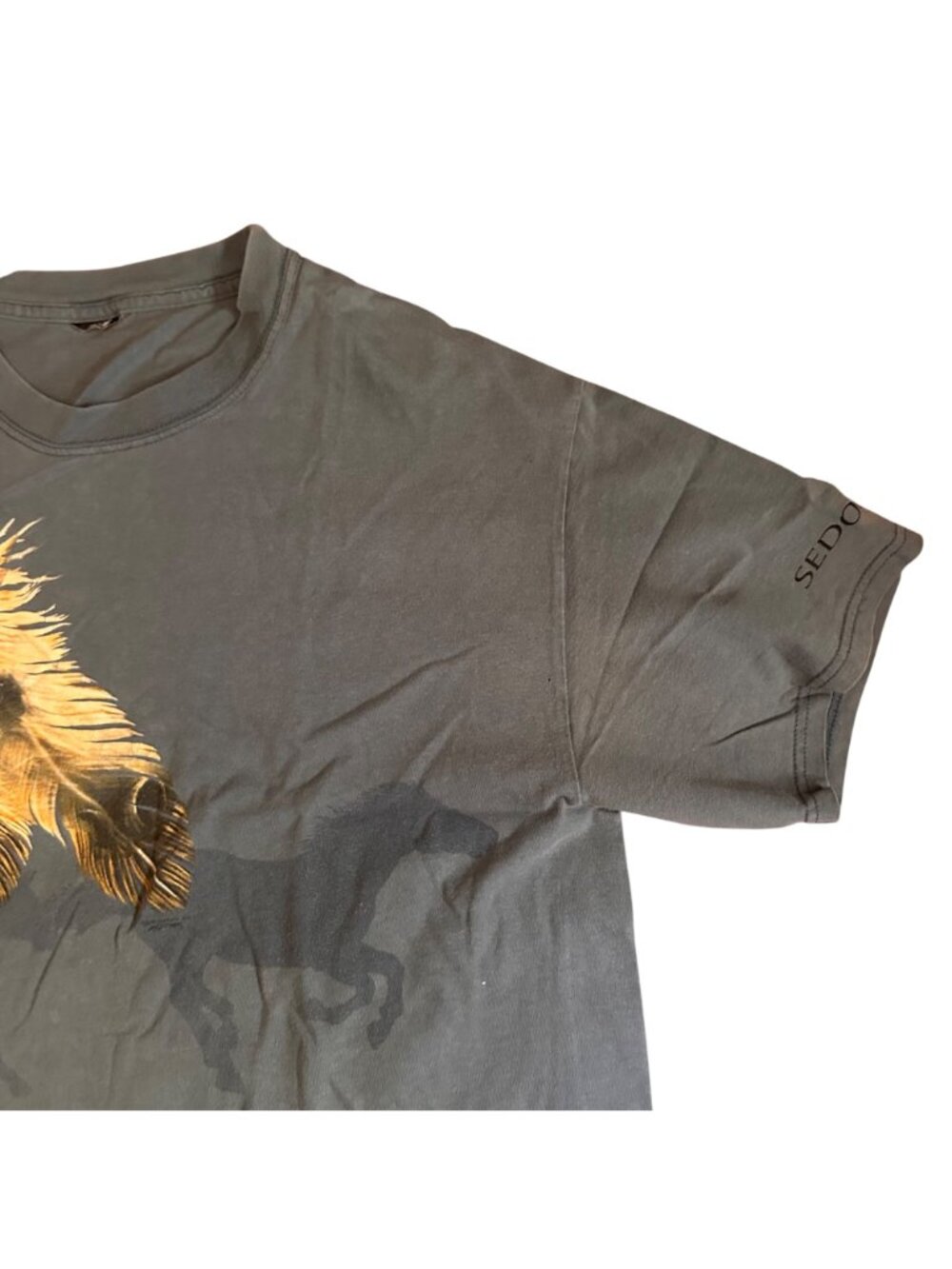 Vintage Sedona Native American Feather & Horses Graphic T-Shirt Gray Short Sleev - Picture 5 of 12